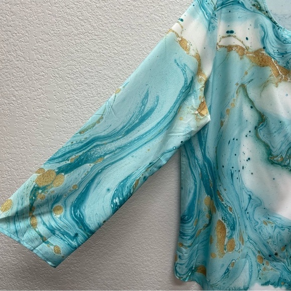 Made with Love Womens XXL Blouse Top Long Sleeve Asymmetrical Hem NWTs Marbled - Picture 2 of 8